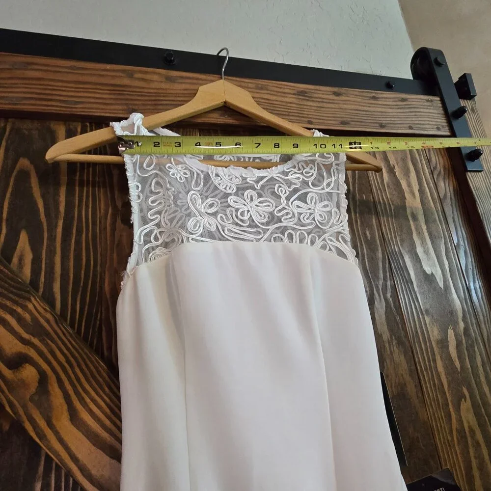 Lulus White Lace-Detail Sleeveless Sheath Wedding Dress XS Elegant Bridal Gown - Picture 6 of 12